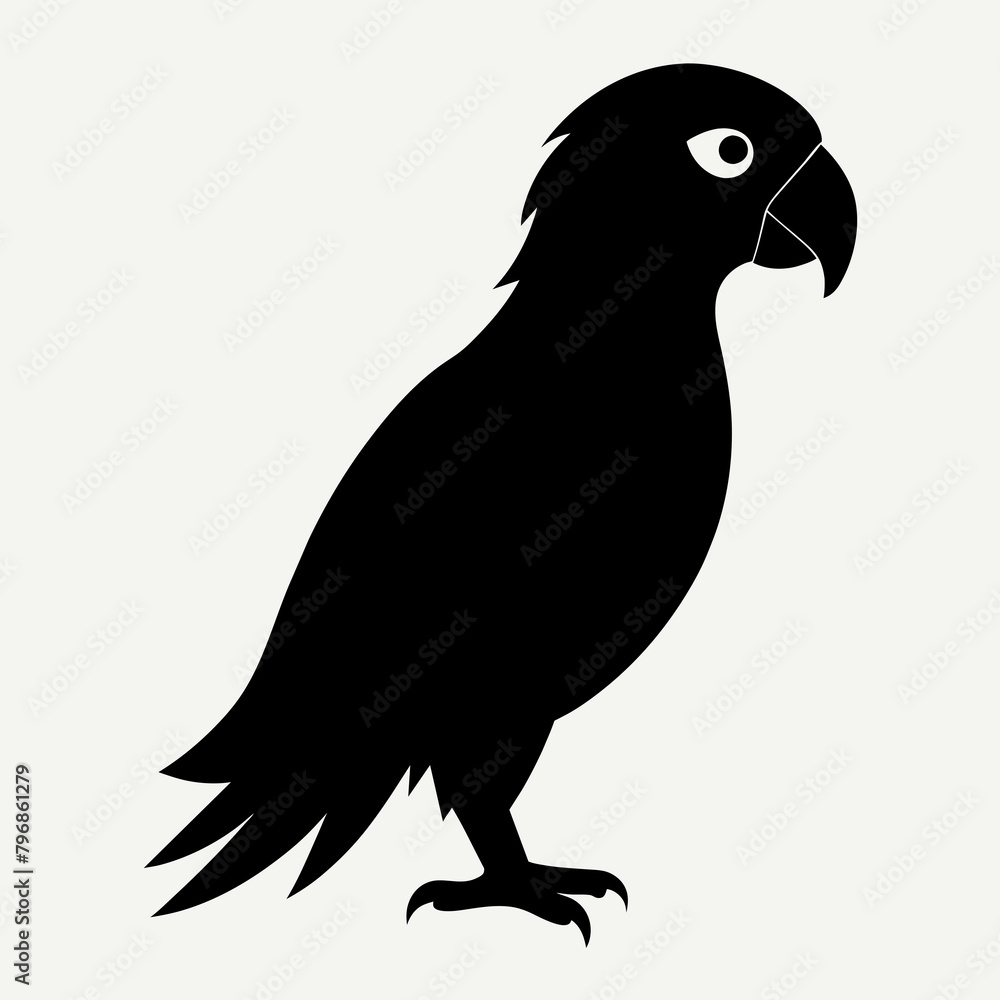 Obraz premium Parrot vector art illustration on white background, bird on a branch