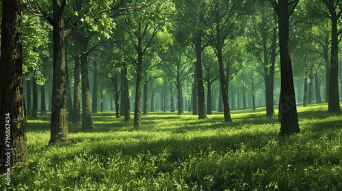 The lush green forest is a beautiful sight to behold. The trees are tall and majestic, and the leaves are a vibrant green.