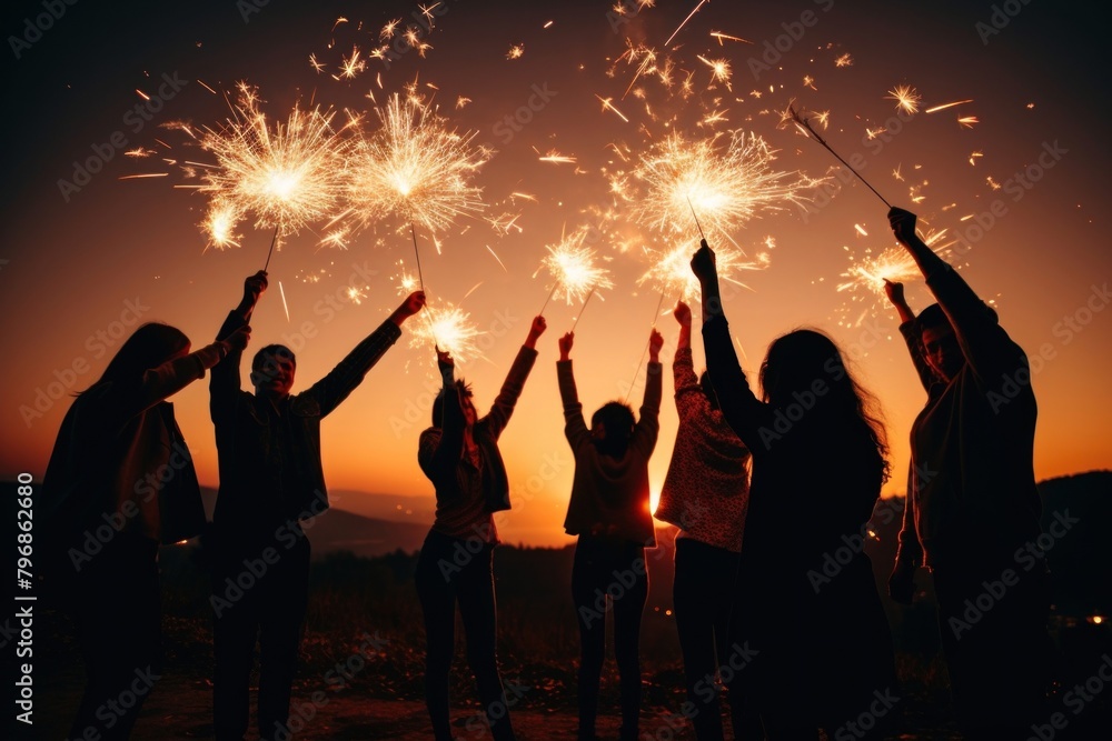 Celebrating sparkler outdoors sparks Celebrating sparkler outdoors sparks
