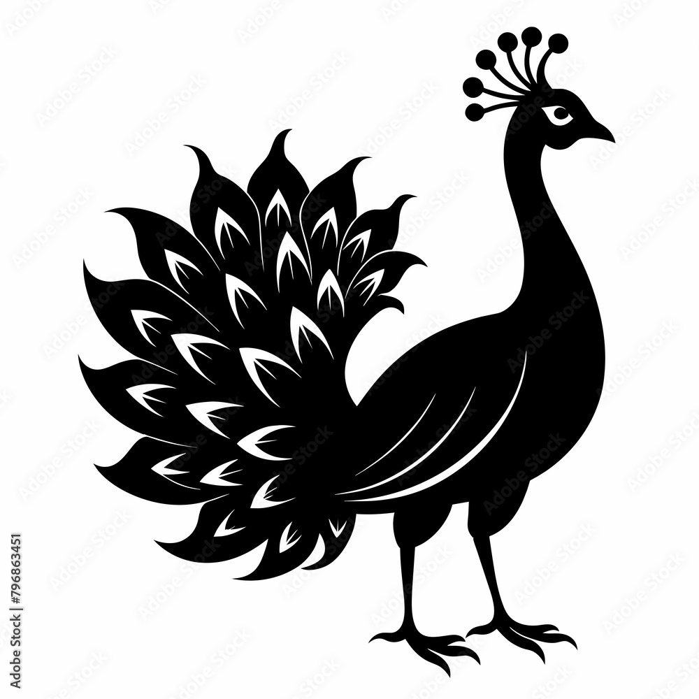 peacock silhouette vector art illustration