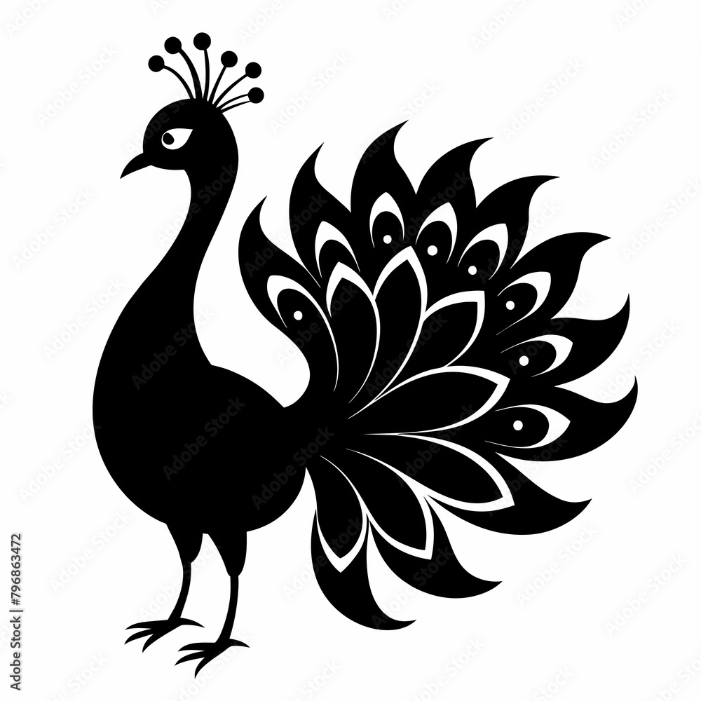 Naklejka premium peacock silhouette vector art illustration