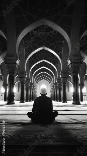A muslim man praying in mosque