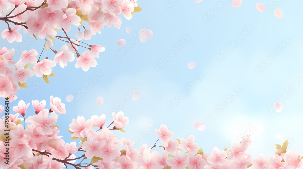 Light blue sky cherry blossom background Light blue sky cherry blossom background