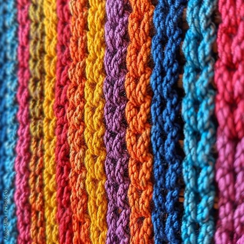 Visualize a closeup of a vibrant knitted pattern on a wall, blending creative arts, fashion, and intricate design 8K , high-resolution, ultra HD,up32K HD © ธนากร บัวพรหม