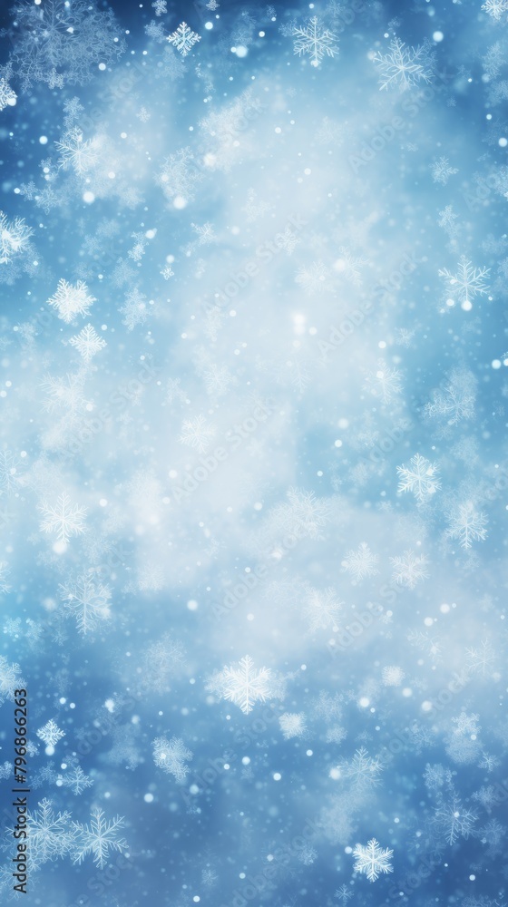 Obraz premium Abstract blue winter background with white snowflakes