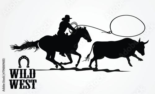 Man riding in rodeo wild west