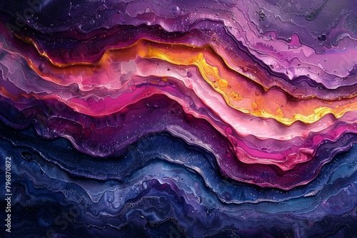 An exquisite image emulating geode patterns with lustrous purples and oranges blending perfectly photo