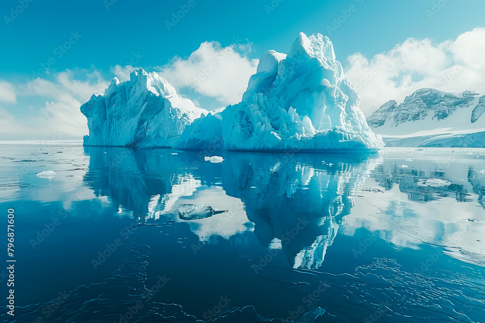 Majestic iceberg reflections in iceland
