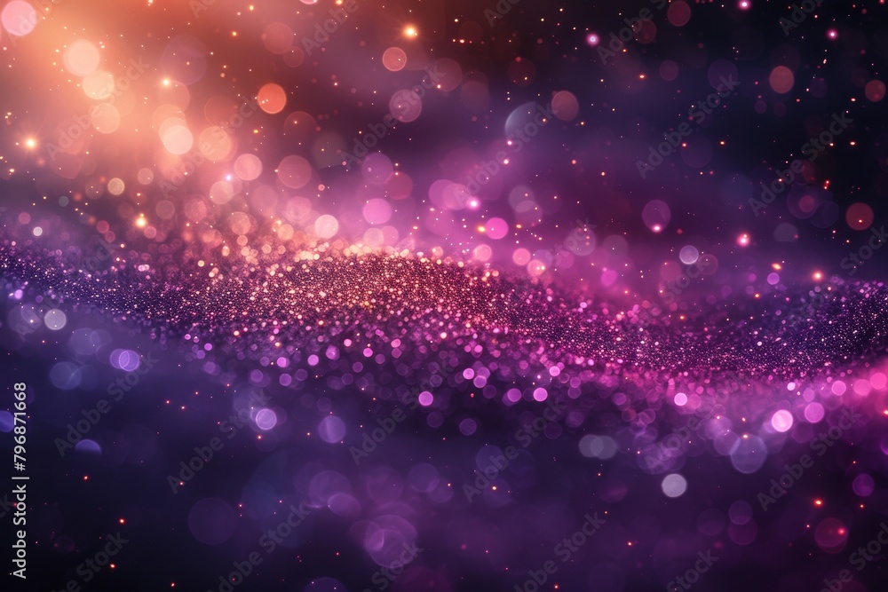 A mesmerizing bokeh effect background with a blend of pink and purple hues sprinkled with glittery lights