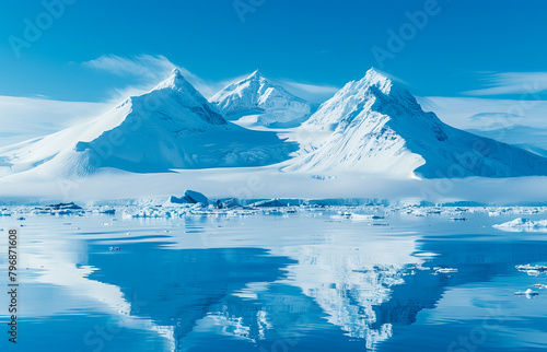 Majestic twin peaks of an icelandic glacier reflected in tranquil waters