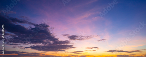 Clouds and orange sky,panoramic sunset sky and clouds background