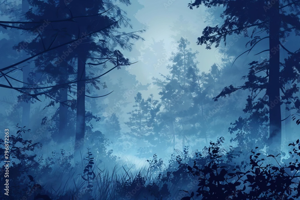 misty morning in forest aigenerated illustration