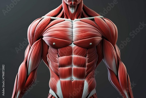 muscular male torso anatomy illustration human body diagram photo