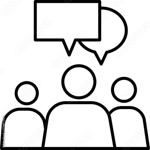 Group Chat Vector Outline Illustration