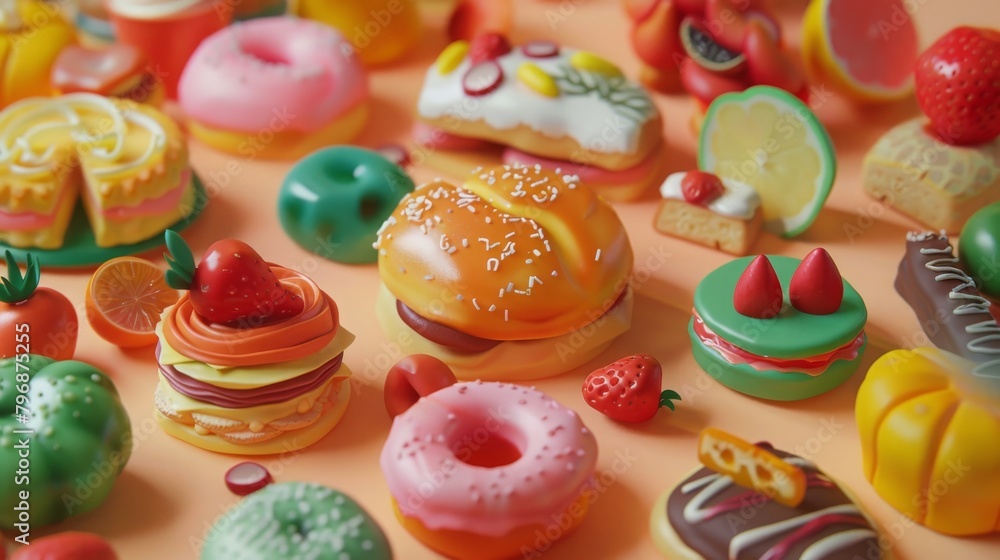 Artificial unhealthy sweet food, sugar, diabetes, chemical, candy, Obesity, 16:9 Artificial unhealthy sweet food, sugar, diabetes, chemical, candy, Obesity, 16:9