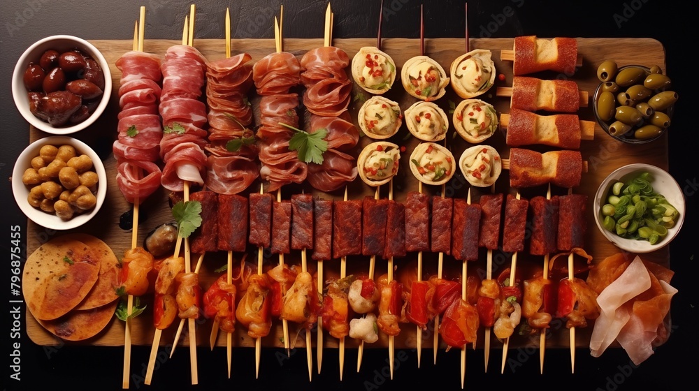 Pinchos and tapas typical of the Basque Country, Spain. Selection of ...