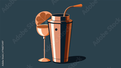 A custommade copper tail shaker is used to create perfectly chilled drinks at the elegant home bar..