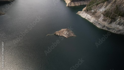 Aerial video on Valea Doftanei in the background Paltinu Lake Romania photo