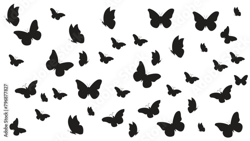 Butterfly Silhouette Image. Butterfly silhouettes flying . black and white Butterfly silhouettes flying. vector butterfly