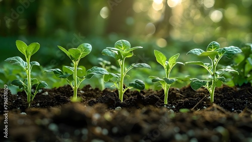 Seedlings growing in soil part of the agriculture industry cultivation process. Concept Agriculture, Industry, Cultivation, Seedlings, Soil © Ян Заболотний