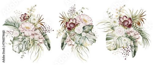 фотографія Set of watercolor roses