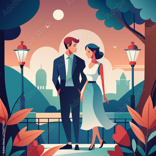 Beautiful Romatic Love Couple illustration  