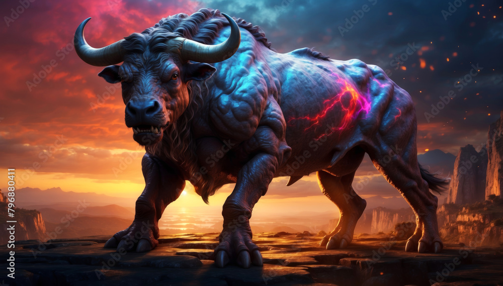 Fototapeta premium A raging bull from hel