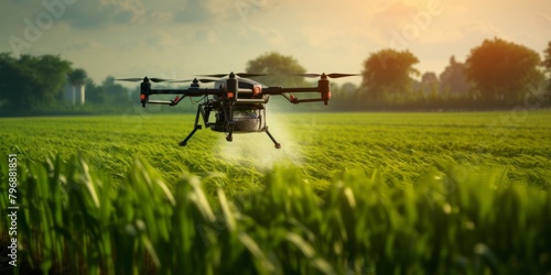 Agrodrone for processing fields, smart farming. Generative AI.