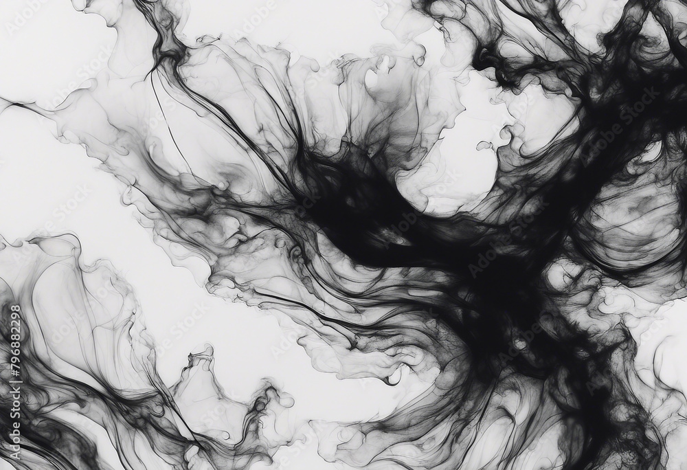 Fototapeta premium Abstract black ink texture Japan style on a white background Abstract art