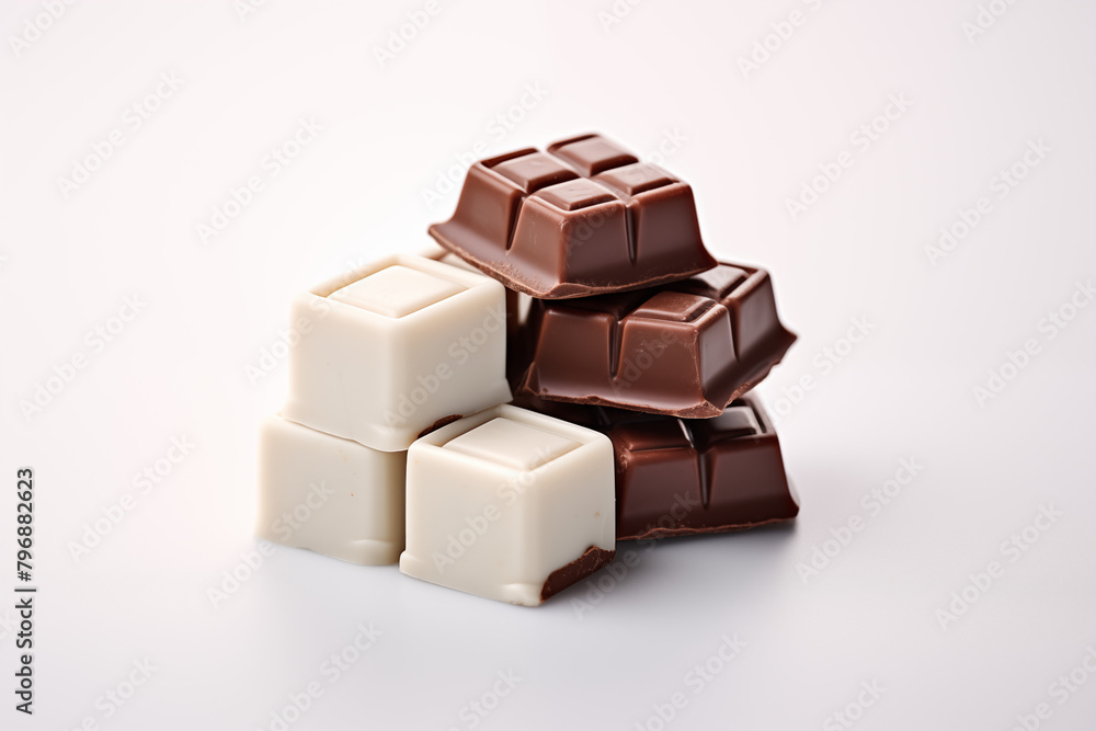 Chocolates on white background. Topics related to chocolate. World of chocolate. Chocolate professions. Chocolate maker job offer. Images for graphic designer. Chocolates isolated. Chocolates on white background. Topics related to chocolate. World of chocolate. Chocolate professions. Chocolate maker job offer. Images for graphic designer. Chocolates isolated.