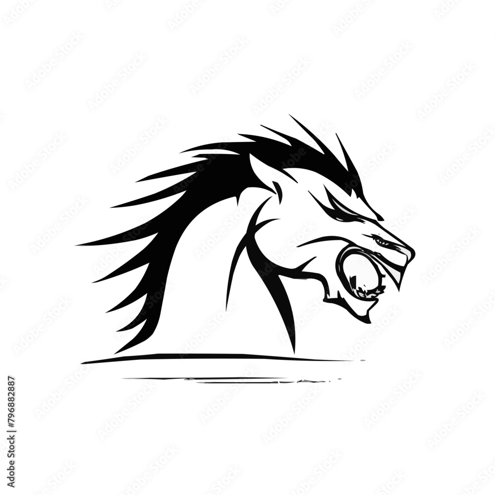 Furious horse head vector illustration | Silhouette of a horse head black svg