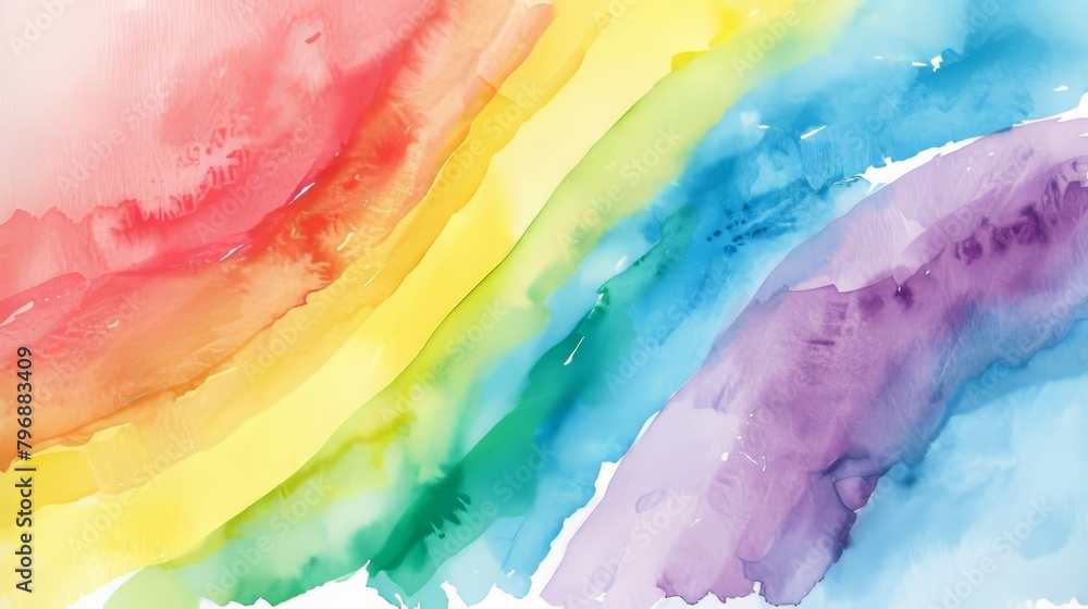 Vibrant Rainbow Watercolor Design on White Generative AI Vibrant Rainbow Watercolor Design on White Generative AI