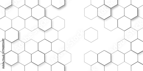 Abstract white background with hexagon and hexagonal background. Luxury white pattern with hexagons. abstract 3d hexagonal background with shadow. 3D futuristic abstract honeycomb mosaic background.