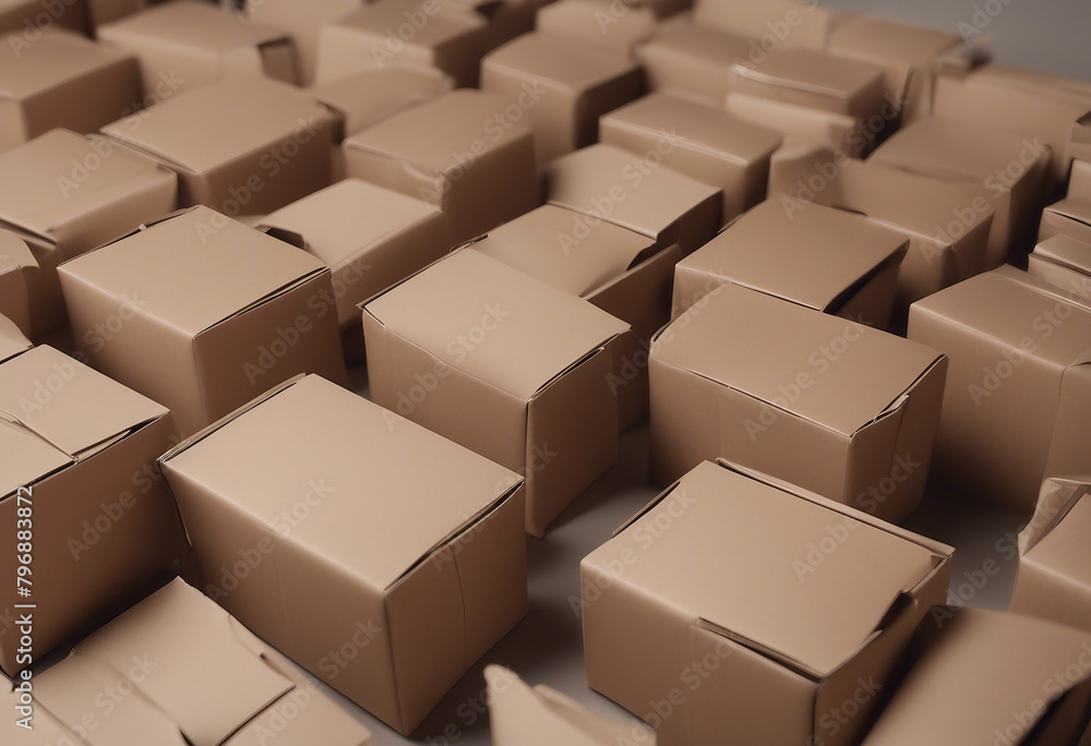 Boxes parcels or cardboard from various side for packaging isolated on transparent background open a Boxes parcels or cardboard from various side for packaging isolated on transparent background open a