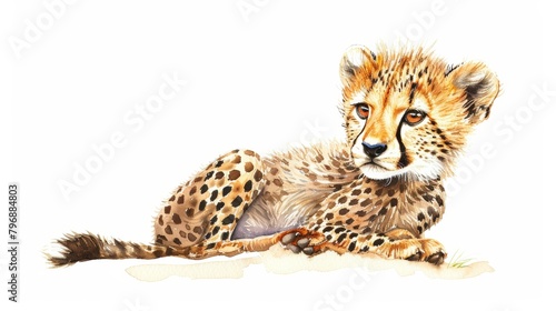 Adorable Baby Cheetah on White Background Generative AI