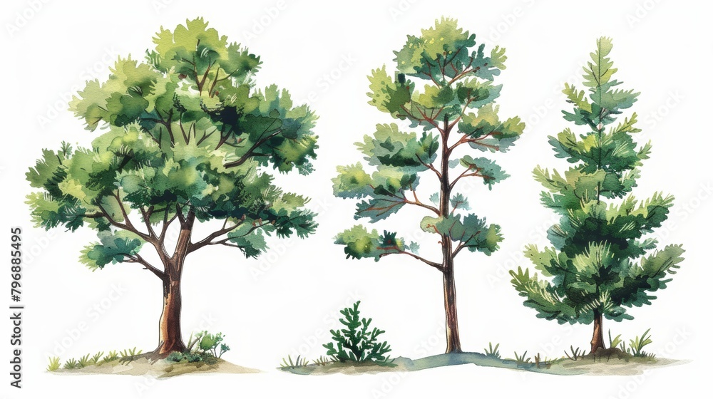 Whimsical Pine Tree Cartoon Illustration Generative AI