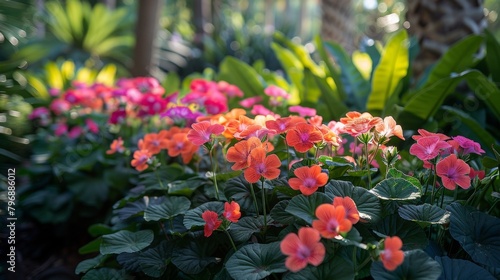 Explore the rich diversity of garden flora with an image featuring the vibrant blooms and cascading foliage of Pelargonium peltatum  its delicate petals and lush 