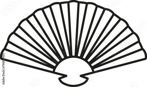 Handheld fan icon. Vector. Line style.	