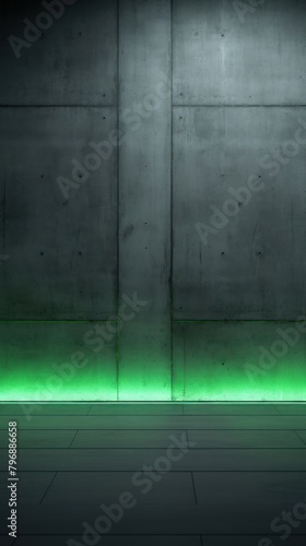 Cement wall with neon light backgrounds lighting floor.