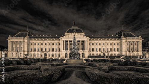 External view of the Royal Palace of Brussels and the garden in front of it. It is the official palace of the King and Queen of the Belgians.