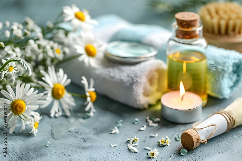 Essential Spa Supplies: Towels, Candles, and Oils for Beauty Treatments with Room for Customization. Concept Spa Towels, Aromatherapy Candles, Massage Oils, Customizable Treatments Essential Spa Supplies: Towels, Candles, and Oils for Beauty Treatments with Room for Customization. Concept Spa Towels, Aromatherapy Candles, Massage Oils, Customizable Treatments