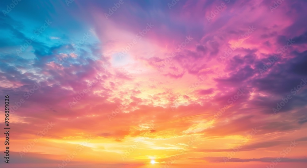A breathtaking sunset sky with vibrant colors, casting long shadows and creating an enchanting atmosphere A serene scene capturing nature's beauty at its most captivating moment Generative AI A breathtaking sunset sky with vibrant colors, casting long shadows and creating an enchanting atmosphere A serene scene capturing nature's beauty at its most captivating moment Generative AI