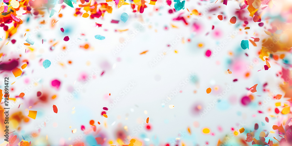Colorful effect confetti border frame repeat pattern great for a birthday party or an event celebration invitation or décor surface pattern design isolated white background