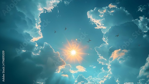 Abstract Shapes Formed by Small and Large Clouds on a Sunny Day. Concept Cloud Formations, Abstract Shapes, Sunny Day, Weather Phenomena, Natural Artistic Display
