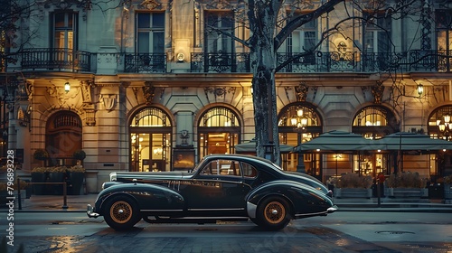 Imagine a bustling city square, where modernity meets tradition in a symphony of architecture. At its heart, a rare vintage car rests, its presence a testament to enduring grace,