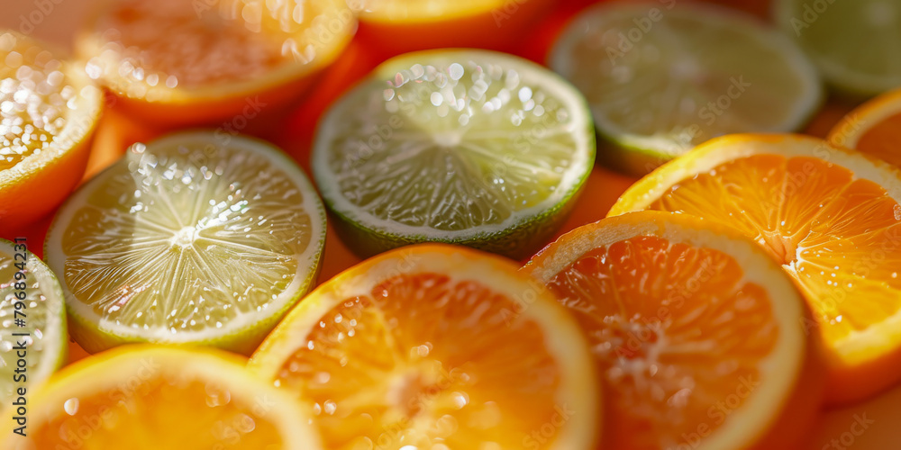 A close up of oranges and limes A close up of oranges and limes