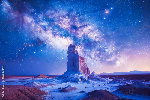 Atacama desert nightscape with rock formations photo