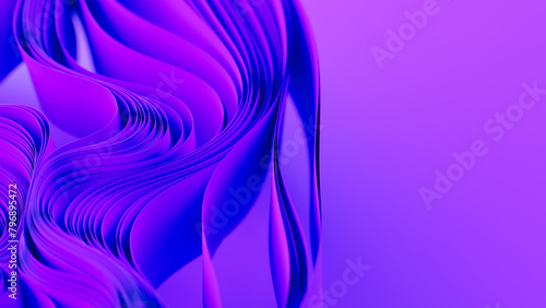 Violet layers of cloth or paper warping. Abstract fabric twist. 3d render illustration (ID: 796895472)