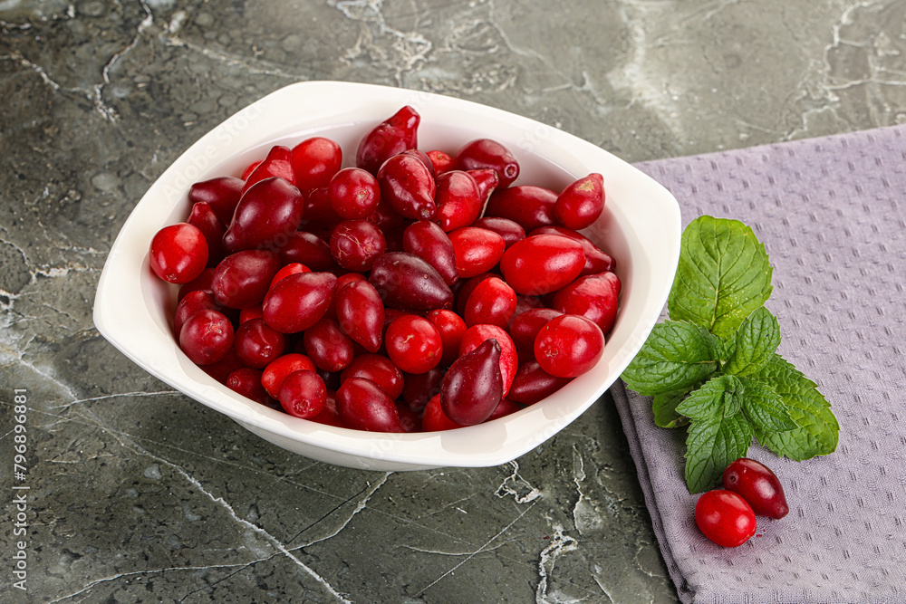 Ripe sweet and juicy cornus