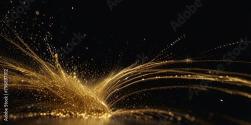gold sparkling lightning on black background.